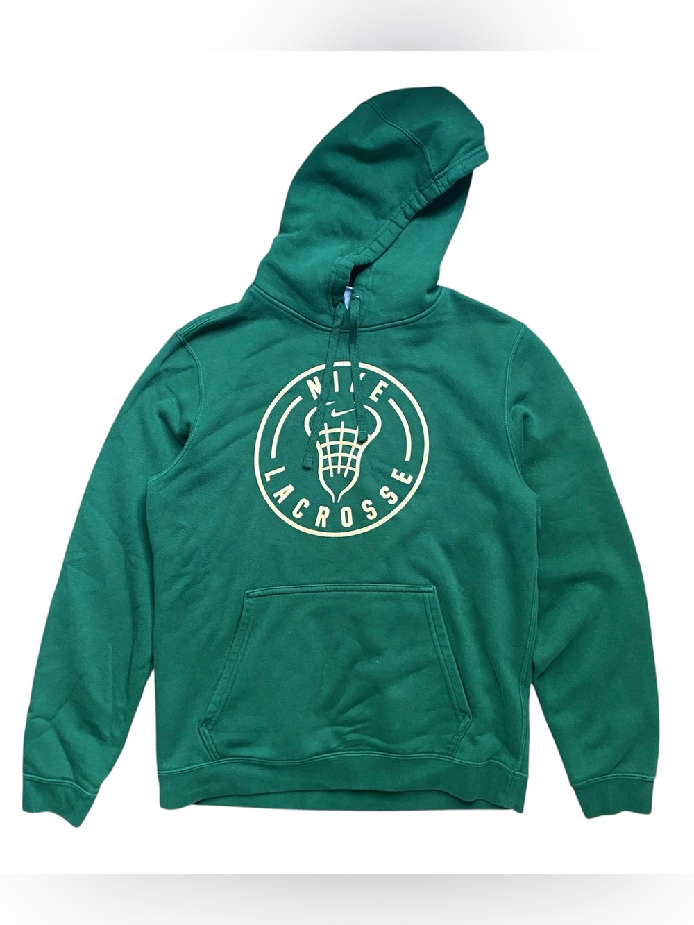 Nike Lacrosse Club Fleece Hoodie Sweatshirt Green Gold Graphic Pullover Small